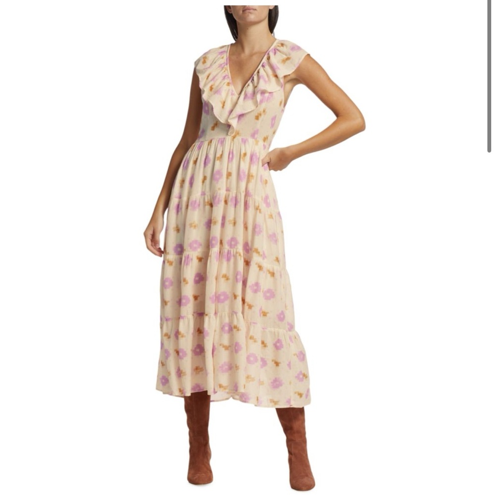 Xirena Tatiana Ruffled IKAT Cotton Midi Dress